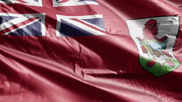 Bermuda textile flag waving on the wind. 10 seconds loop.
