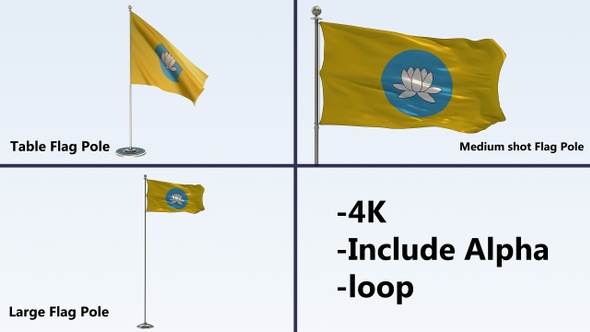 Kalmykia Flag Pole Pack 4k-Loop