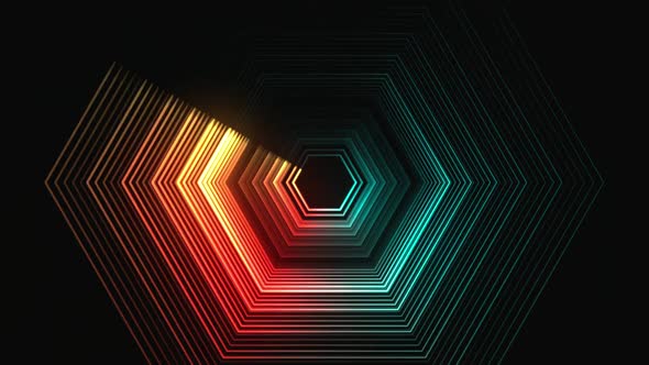 Glowing Lines Hexagon Tunnel