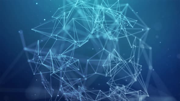 Abstract composition with connecting dots and lines and triangles alt