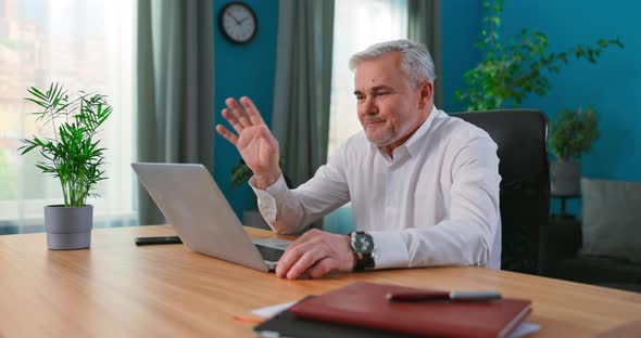 Mature 55s Couple in Separation Talk During Virtual Meeting By Video Call