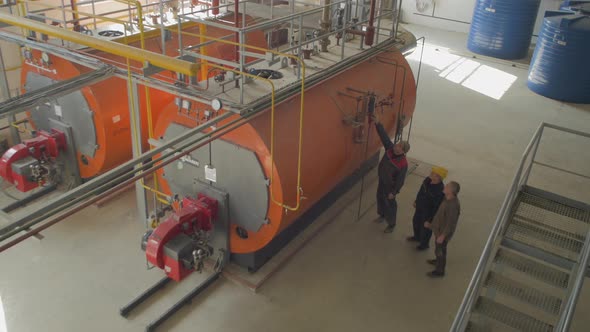 People inside a cement factory