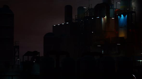 Petrochemical Industry Factory at Night