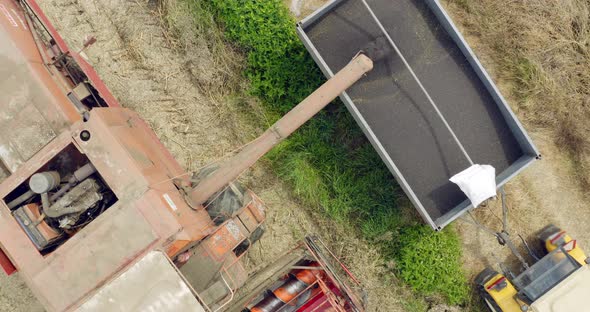 Agriculture Harvester Harvesting Field Aerial View