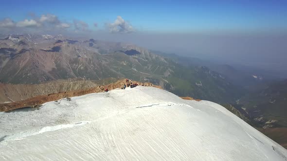 Huge Cracks in the Glacier at the Top of the Peak