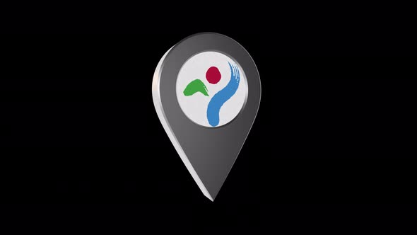 3d Animation Map Navigation Pointer With Flag Of Seoul (South Korea)with Alpha Channel - 4K