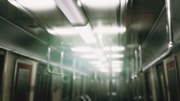 Inside of the Old Non-modernized Subway Car in USA