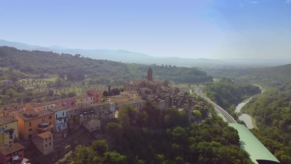 Drone Shot Over Old Beautiful Villas in Tuscany Italy