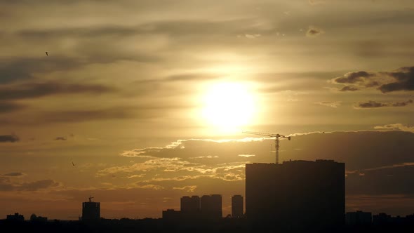 City Orange Sunset Industrial Building Timelapse Sun