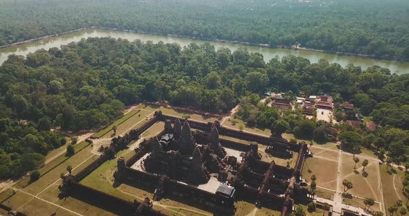 Angkor Wat Temple Aerial View, Siem Reap, Cambodia