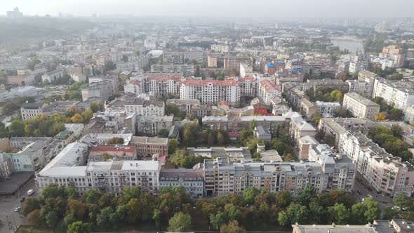 Cityscape of Kyiv, Ukraine. Aerial View, Slow Motion