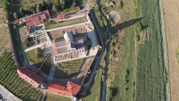 Aerial view to Alaverdi Monastery located in Kakheti region, Georgia 2019