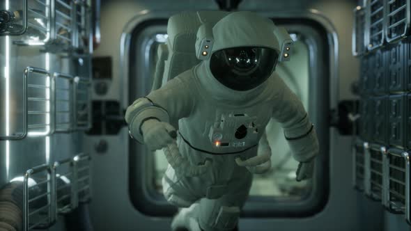 Astronaut Inside the Orbital Space Station alt