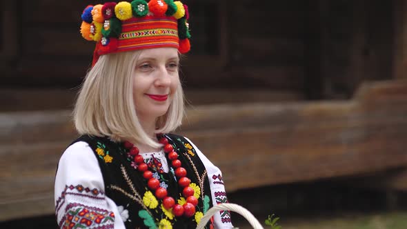 Ukrainian Woman in Traditional Ukrainian National Costume