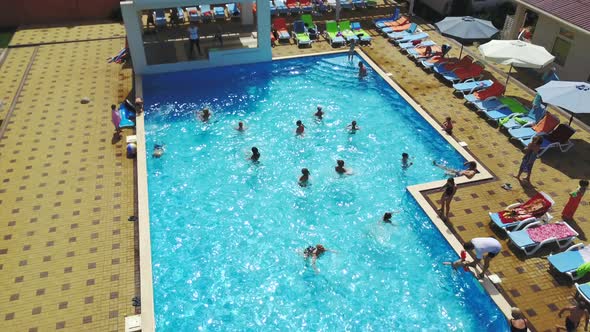 Aqua Aerobics in Swimming Pool of the Hotel