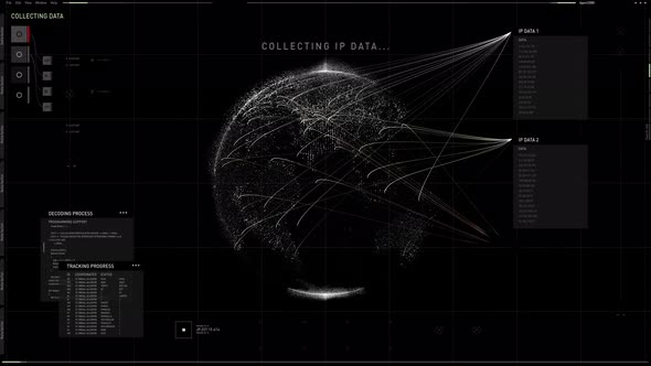 Surveillance Interface Searching Location By Scanning IP In Global Network alt