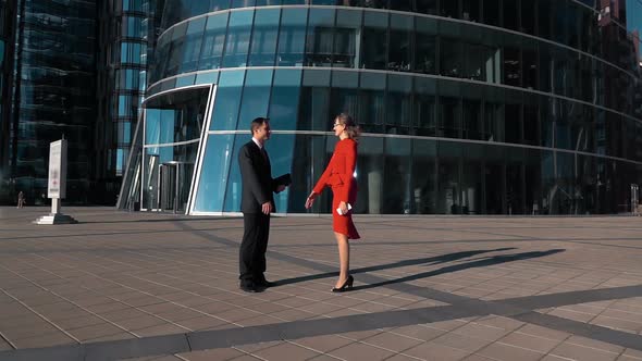 Business Man and Woman Shaking Hands