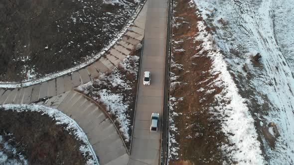 Winter Aerial Video Of Cars