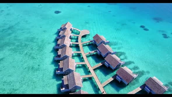 Aerial top down landscape of paradise island beach time by blue ocean and white sandy background of 