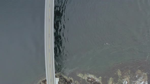 Slow Top Down Aerial Of Storeseisund Bridge in More and Romsdal County, Norway. - drone shot