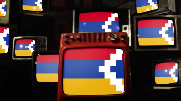 Flag of Artsakh and Retro TVs.