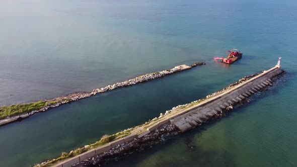 Spectacular aerial view flight slowly sinking down drone footagenatural golden sand Bouka Beach at