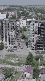 Vertical Video of a House Destroyed By the War in Ukraine