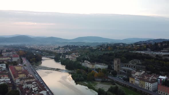 Florence Aerial View by Arno River