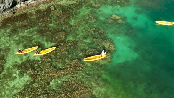 Tropical Seawater Lagoon with Tourists, Philippines, El Nido.