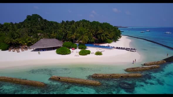 Aerial view texture of perfect tourist beach journey by aqua blue lagoon and bright sandy background