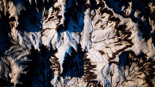 Aerial View of Snow Mountain Range Landscape