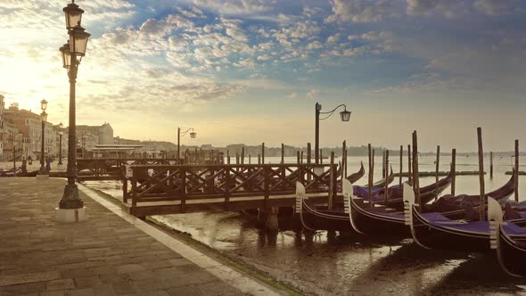 Traditional Gondolas on Canal Grande in Venice