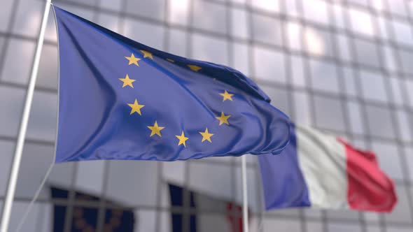Flags of the European Union and France alt