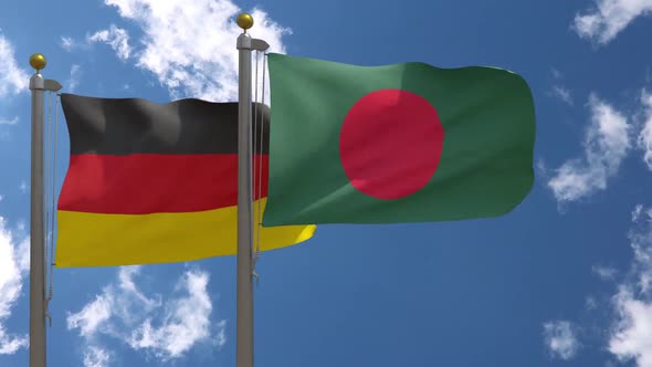 Germany Flag Vs Bangladesh On Flagpole