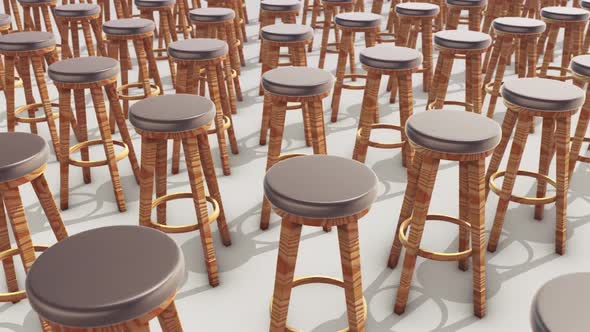 A Lot Off Wooden Stools In A Row Hd