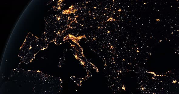 European Continent in Planet Earth at Night