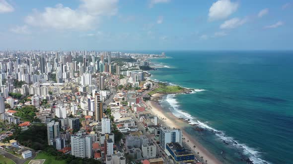 Downtown of Salvador Bahia Brazil. Historic buildings at tourism postcard.