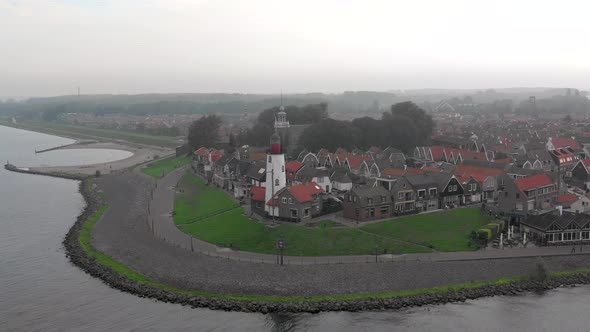 Hazy Morning View of the Town of Urk in the Netherlands