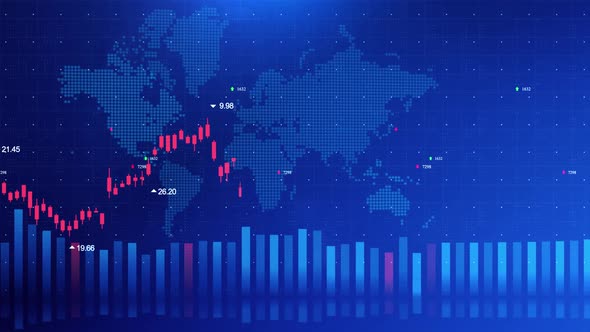 Abstract Financial and business with candle stick graph chart.