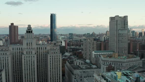 Landing Footage of Various Tall Buildings in City