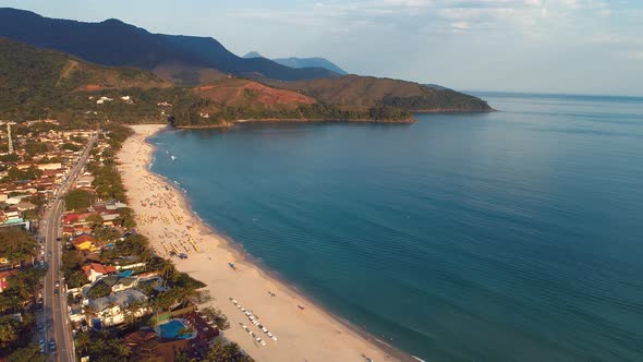 Sunset tropical summer beach. Brazilian beach tourism landmark.