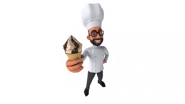 Fun 3D cartoon animation of an indian chef with alpha