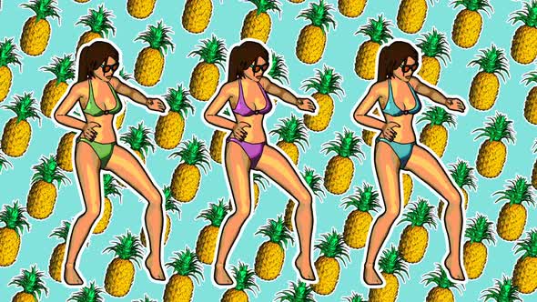 Cartoon dancing bikini girls