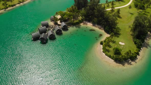 Port Vila, Vanuatu - April 3 2019: Aerial drone view of Holiday Inn Resort Vanuatu