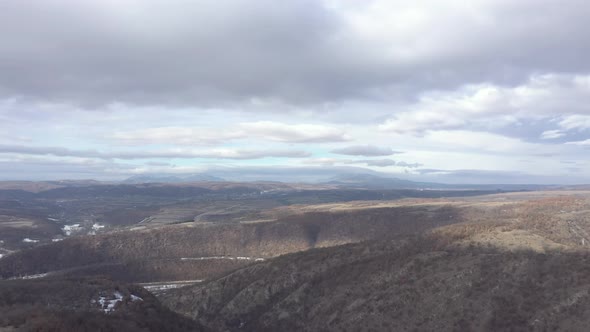 Dramatic sky over the hills in Eastern Serbia 4K drone video