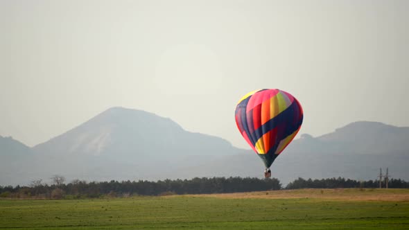 Beautiful Rocky Landscape of Crimea with Colorful Hotair Balloons Balloons Flying on Sunset HDR Time