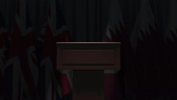 Row of Flags of Qatar and the United Kingdom alt
