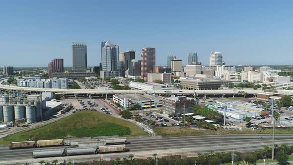 Aerial view of buildings and towers of Tampa alt
