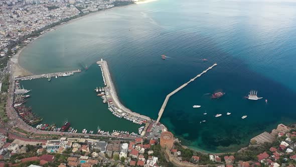 Alanya Castle Alanya Kalesi Aerial View of Mountain and City Turkey