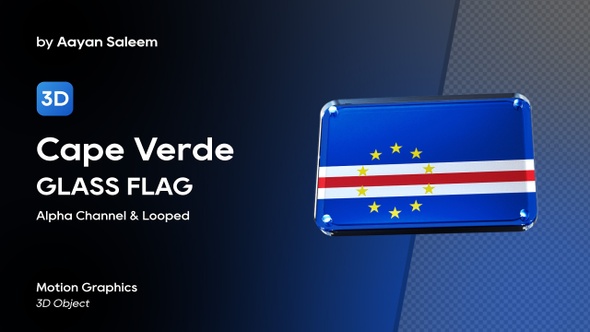 Cape Verde Flag 3D Glass badge